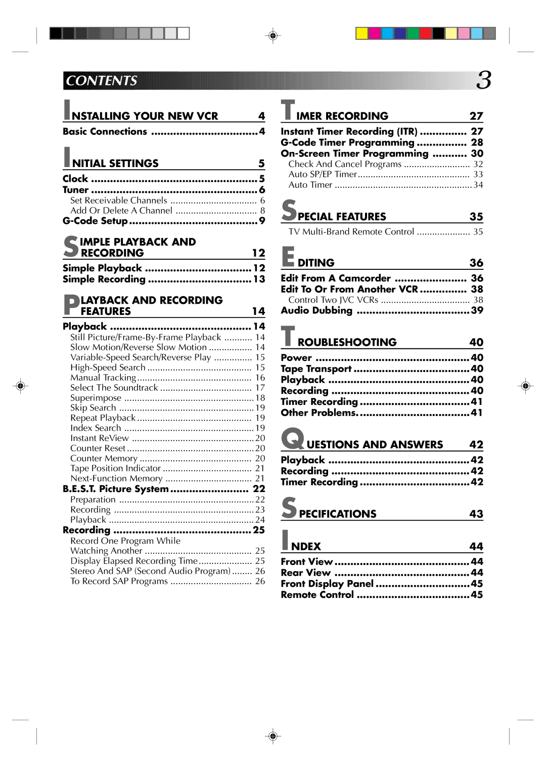 JVC HR-J631T manual Contents 