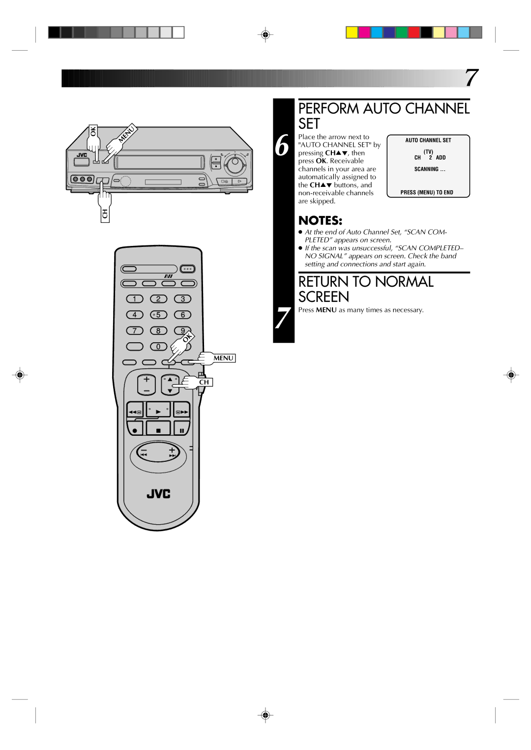 JVC HR-J631T manual Perform Auto Channel SET 