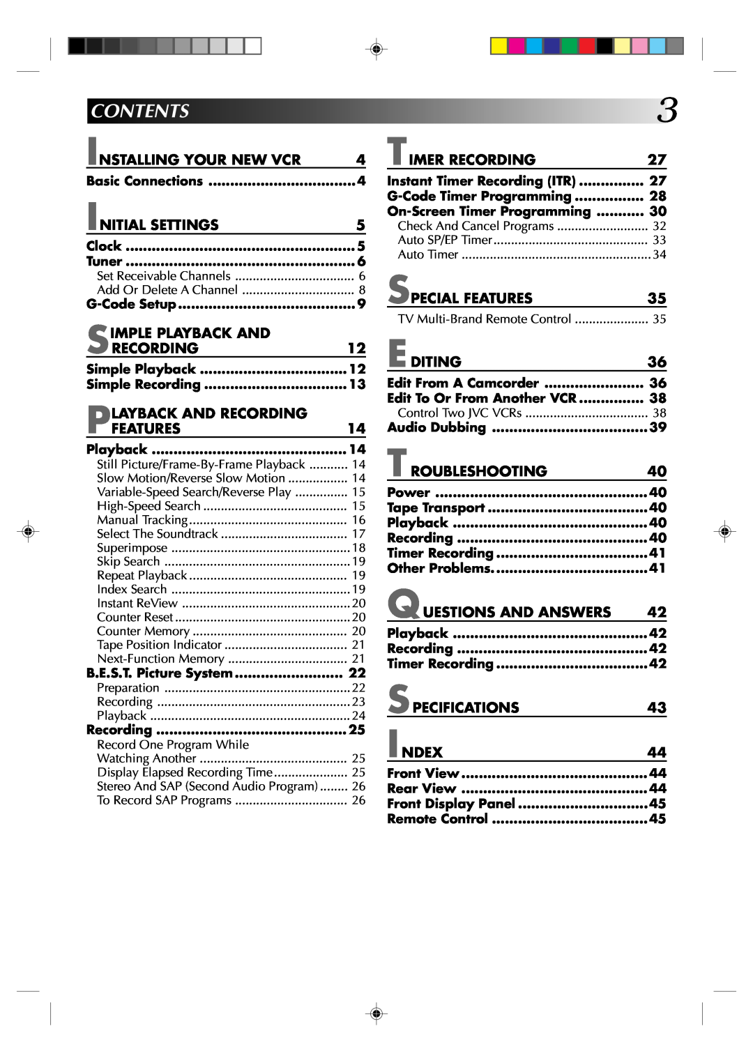 JVC HR-J631T manual Contents 