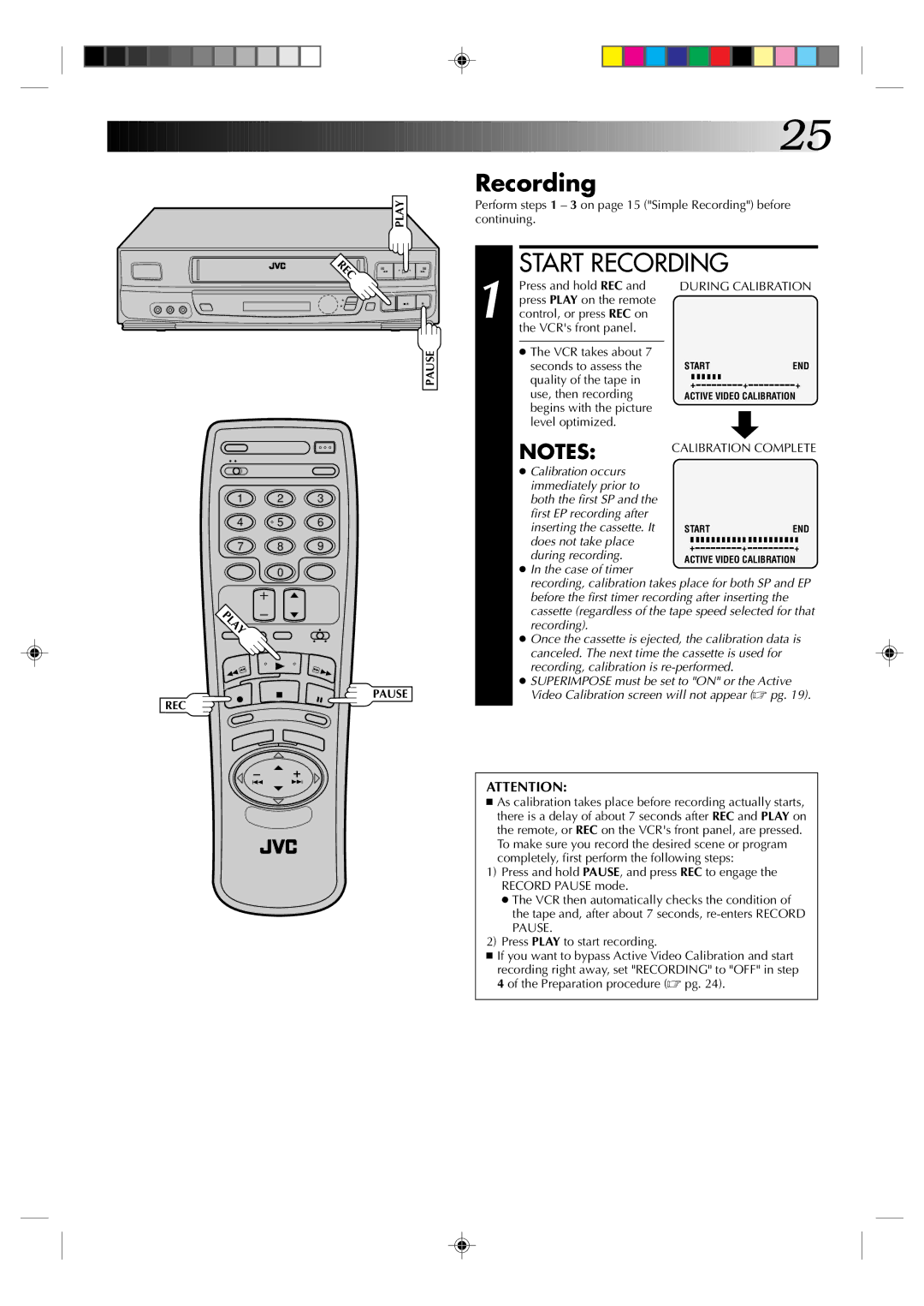 JVC HR-J633U manual Recording, VCR takes about Seconds to assess, Quality of the tape Use, then recording 