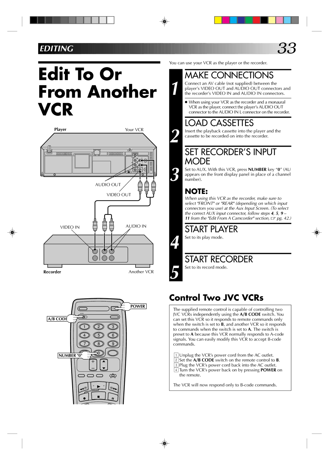 JVC HR-J633U manual Edit To Or From Another 