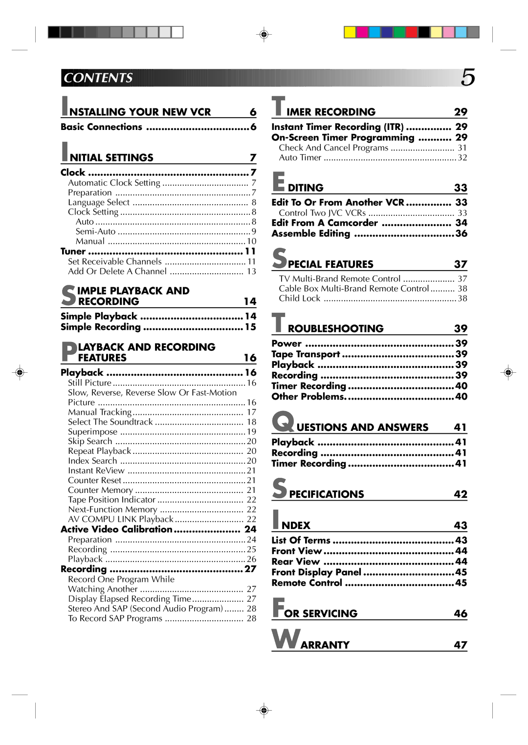 JVC HR-J633U manual Contents 