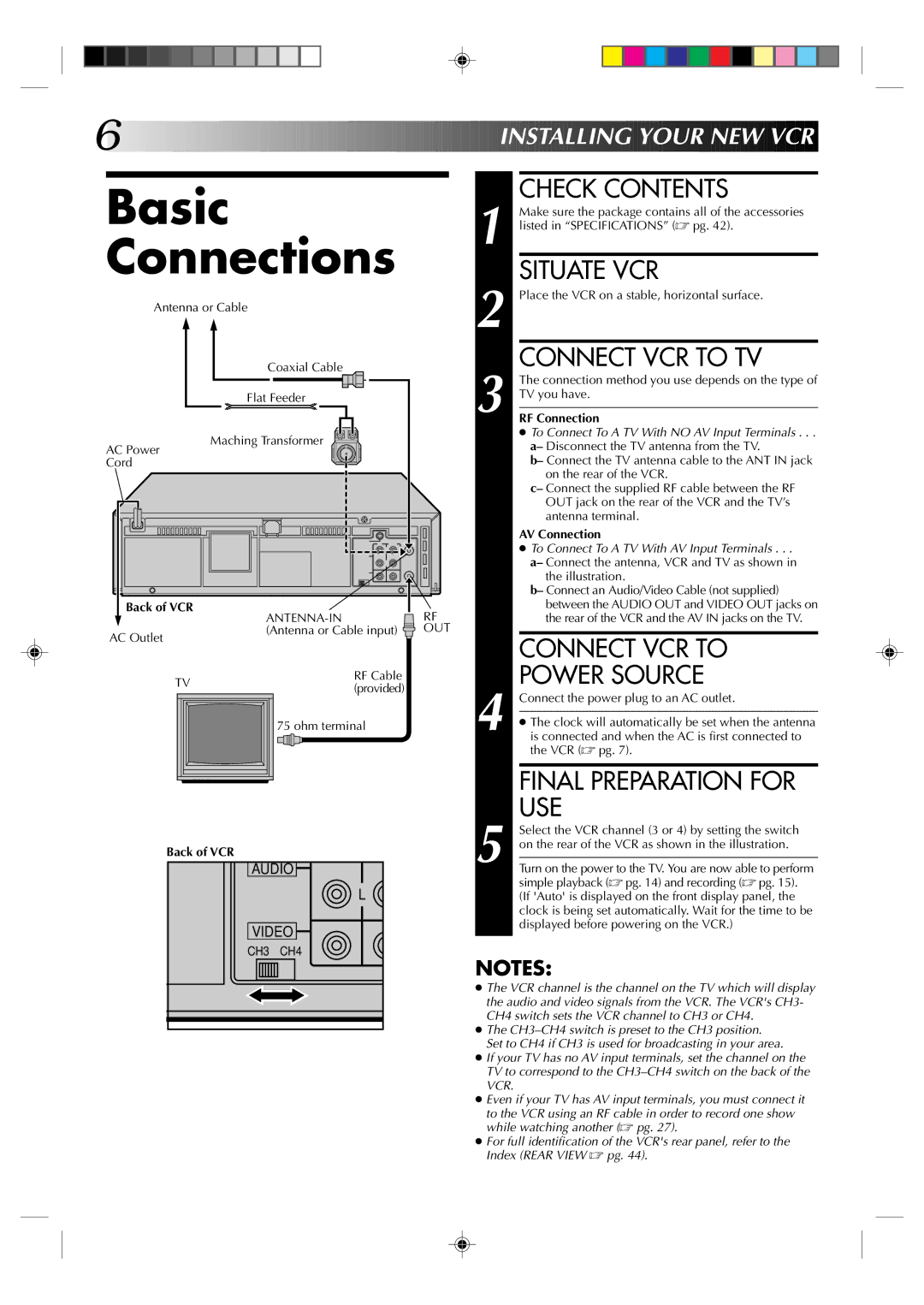 JVC HR-J633U manual Basic Connections 