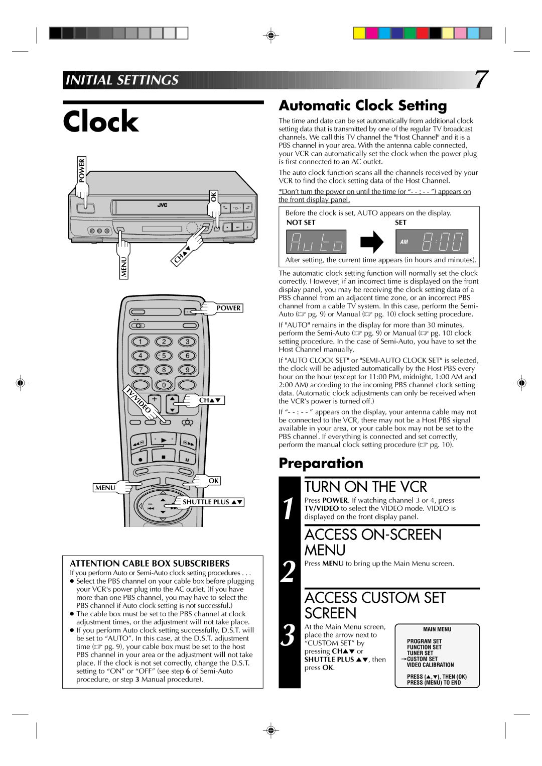 JVC HR-J633U manual Clock 