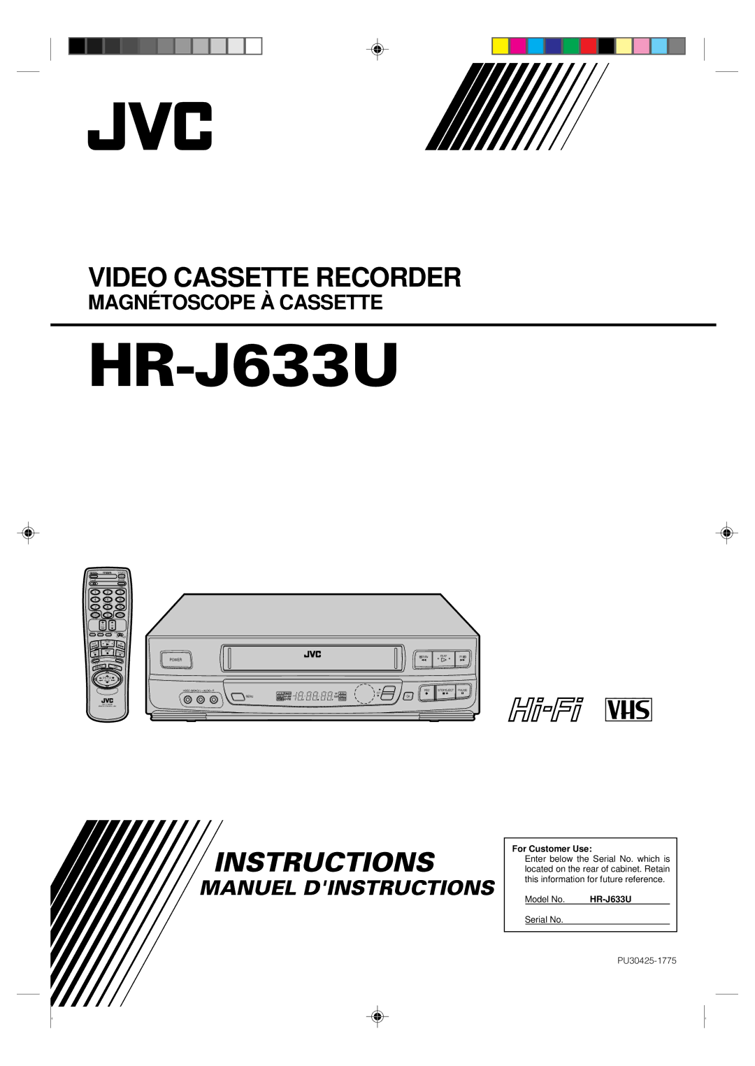 JVC HR-J633U manual 