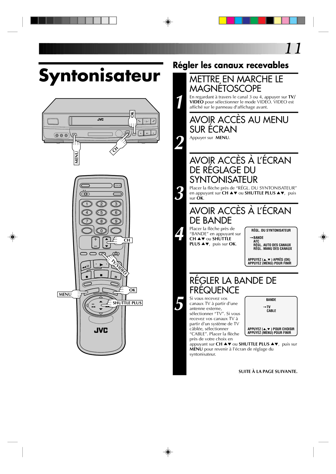 JVC HR-J633U manual Syntonisateur 