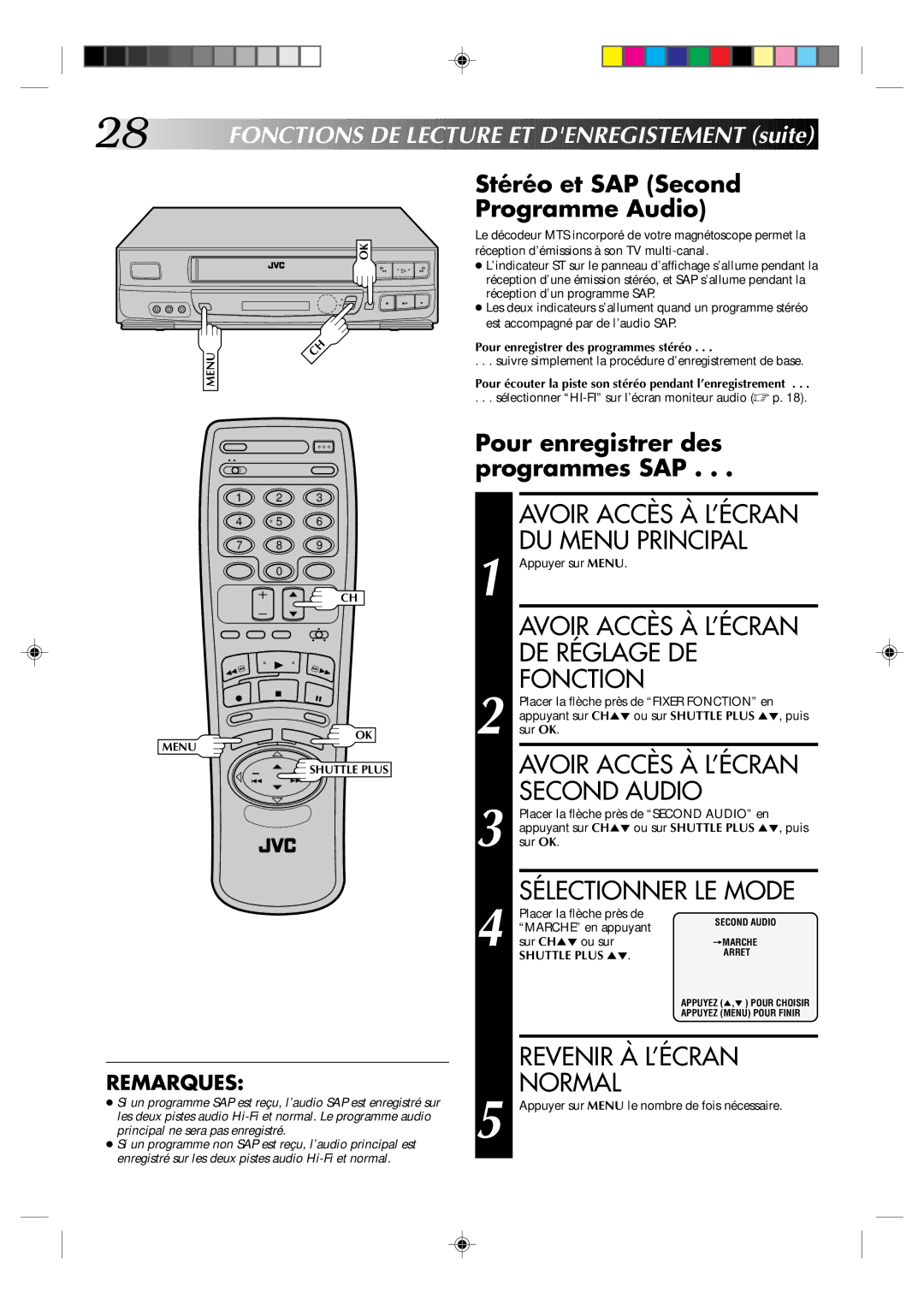 JVC HR-J633U manual Menu Shuttle Plus 