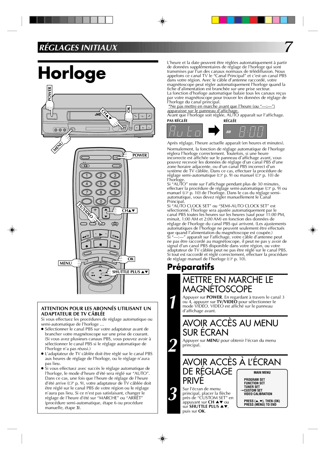 JVC HR-J633U manual Horloge 