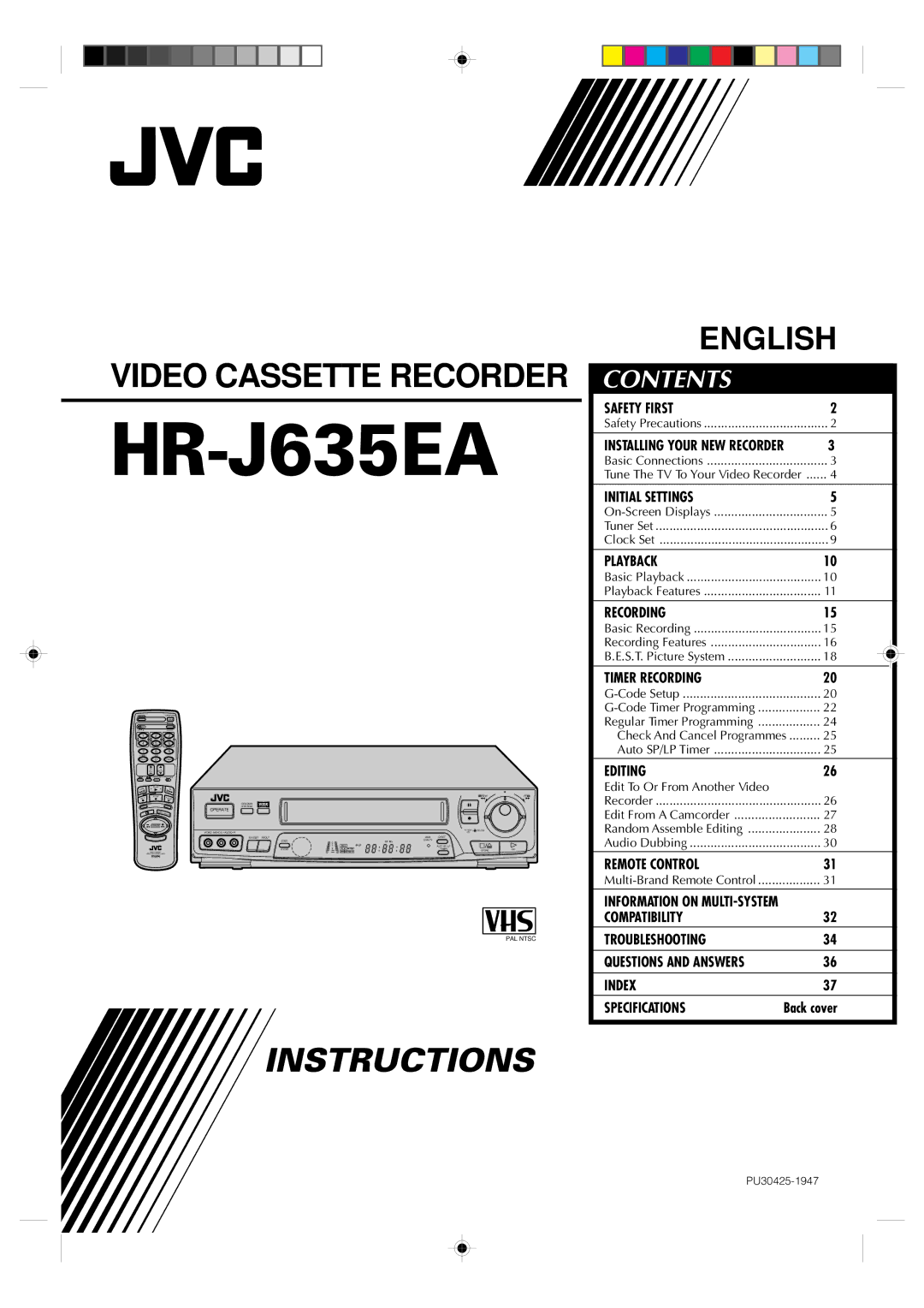 JVC HR-J635EA specifications 