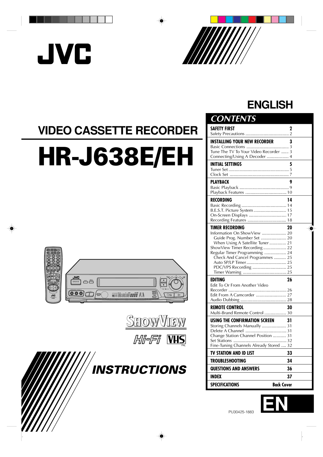 JVC HR-J638E/EH specifications 