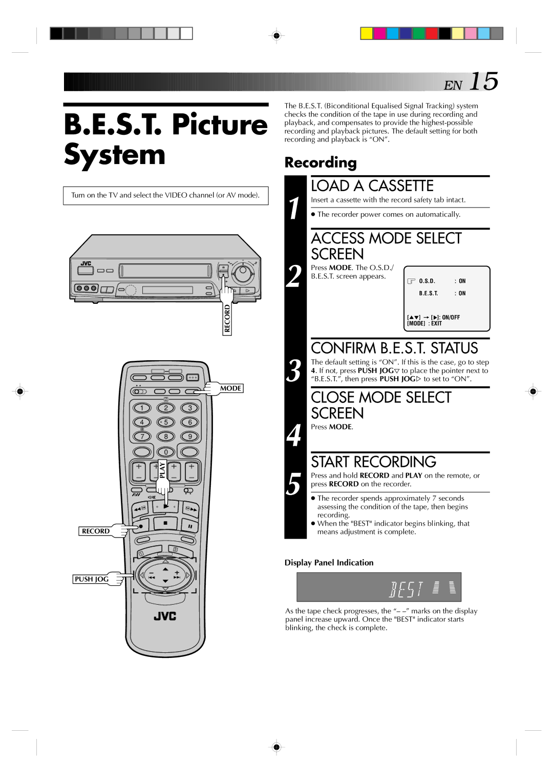 JVC HR-J638E/EH specifications S.T. Picture System, Access Mode Select, Recording 