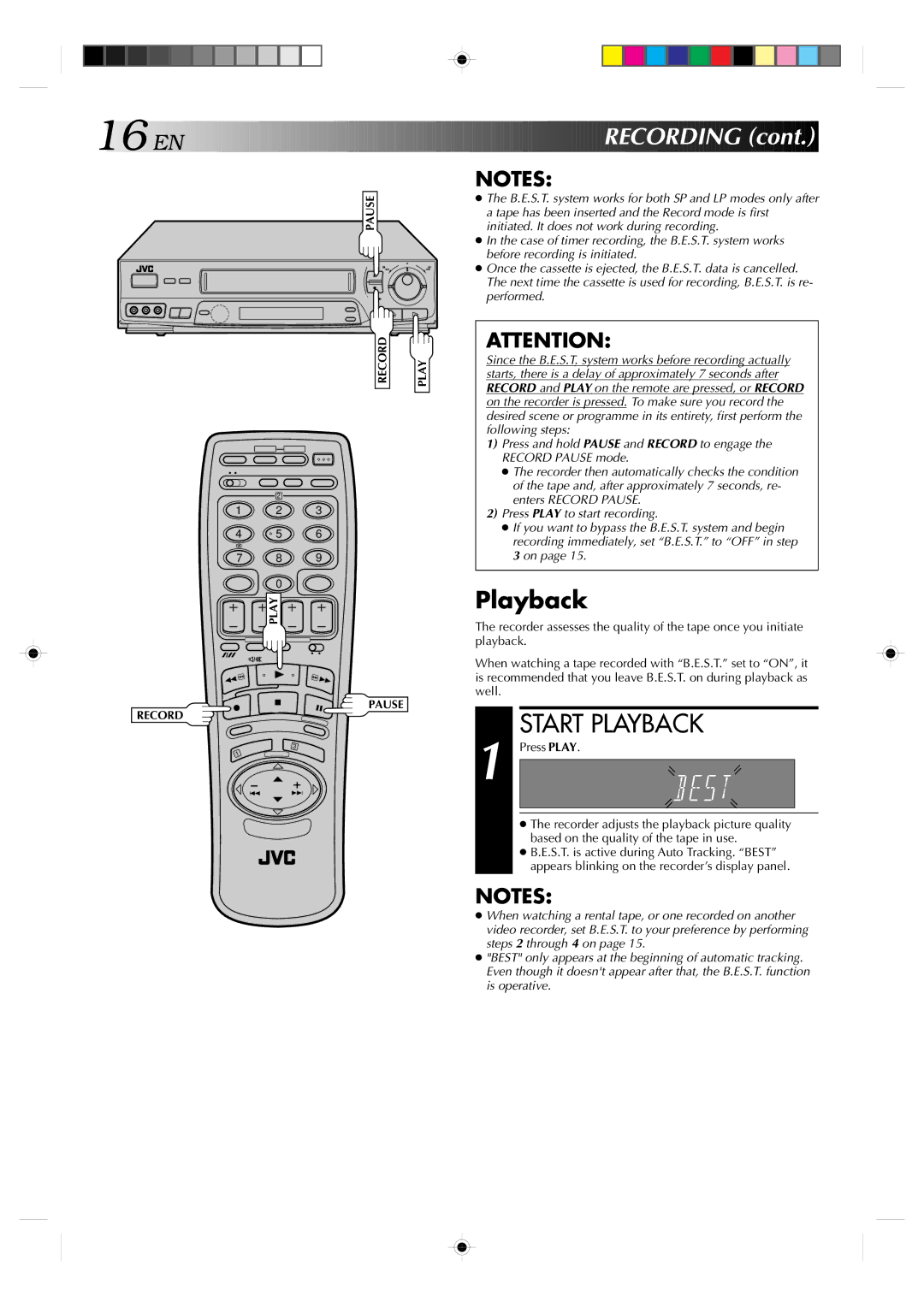 JVC HR-J638E/EH specifications Start Playback 