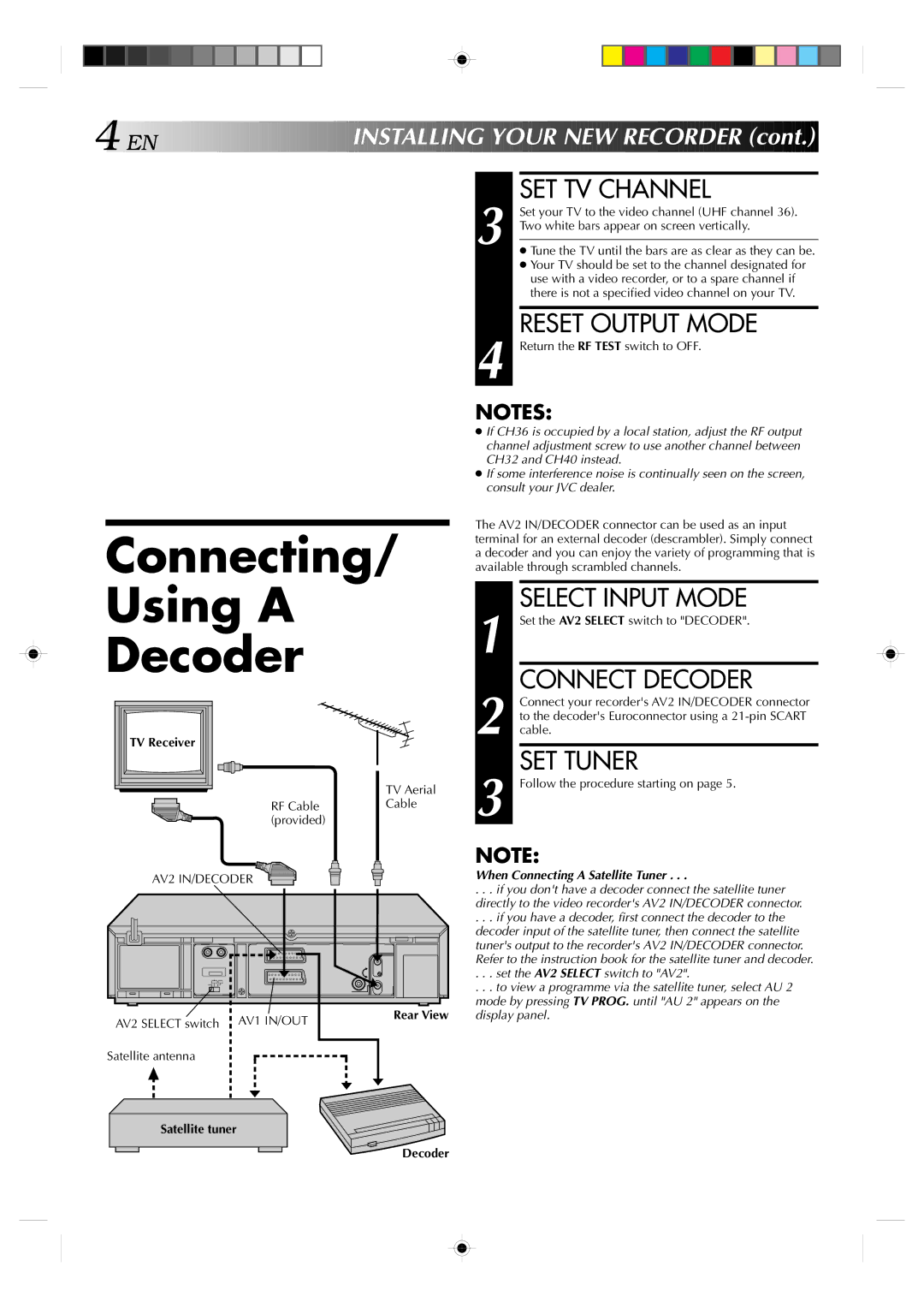 JVC HR-J638E/EH specifications Connecting Using a Decoder 