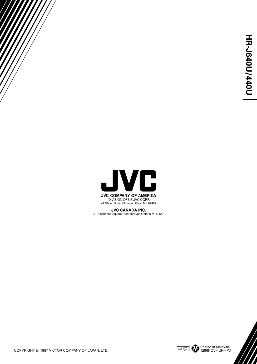 JVC HR-J440U instruction manual HR-J640U/440U 