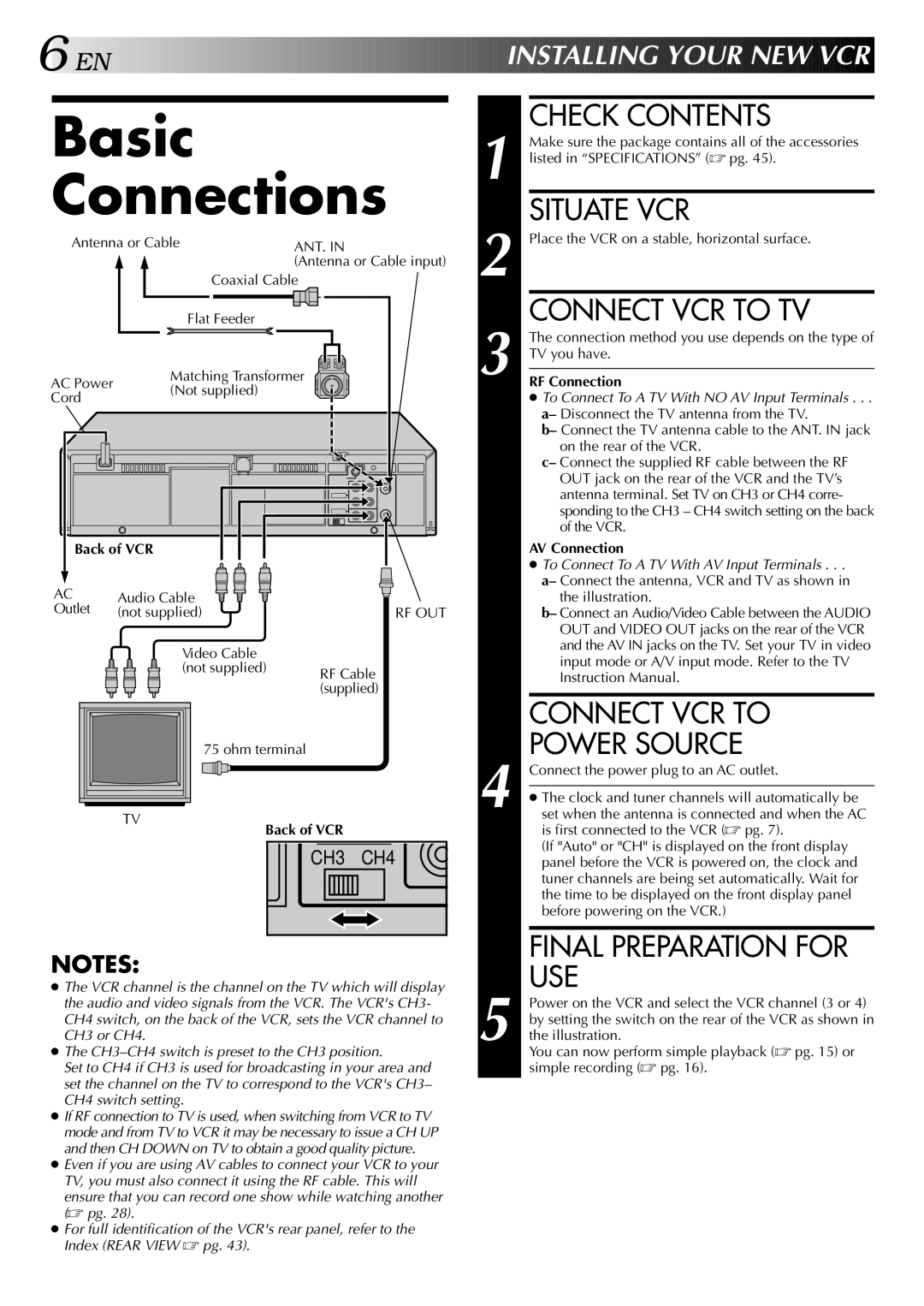 JVC HR-J642U manual Basic Connections 