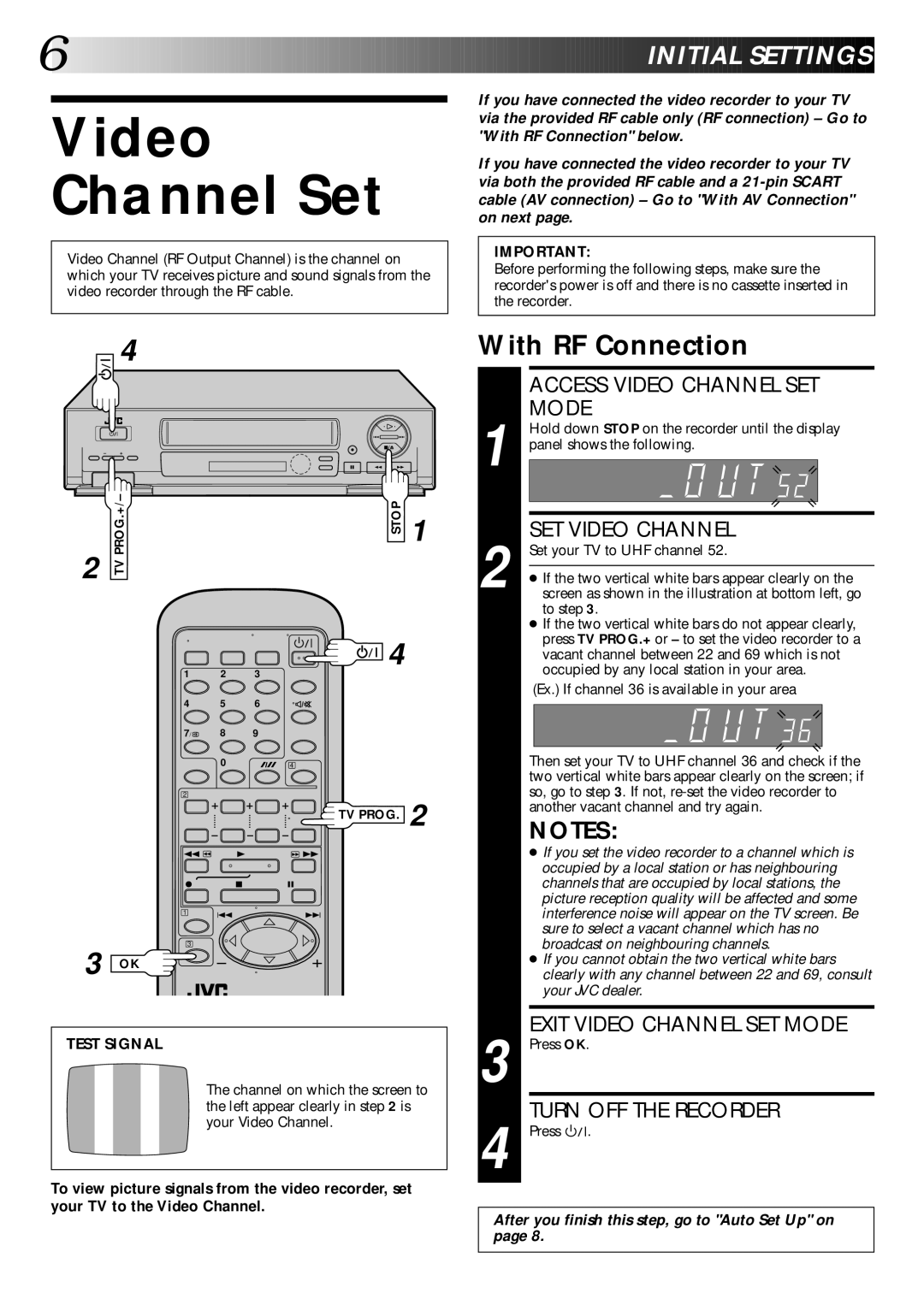 JVC HR-J245EK, HR-J645ES, HR-J645EK, HR-J246EK instruction manual Video Channel Set, With RF Connection 