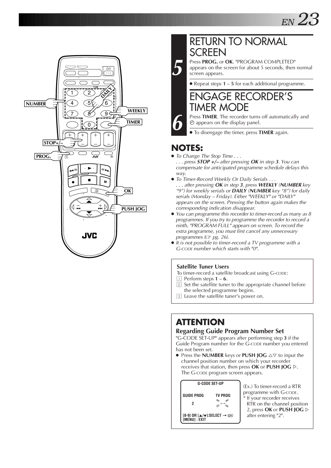 JVC HR-J655EA specifications Engage RECORDER’S, Timer Mode 