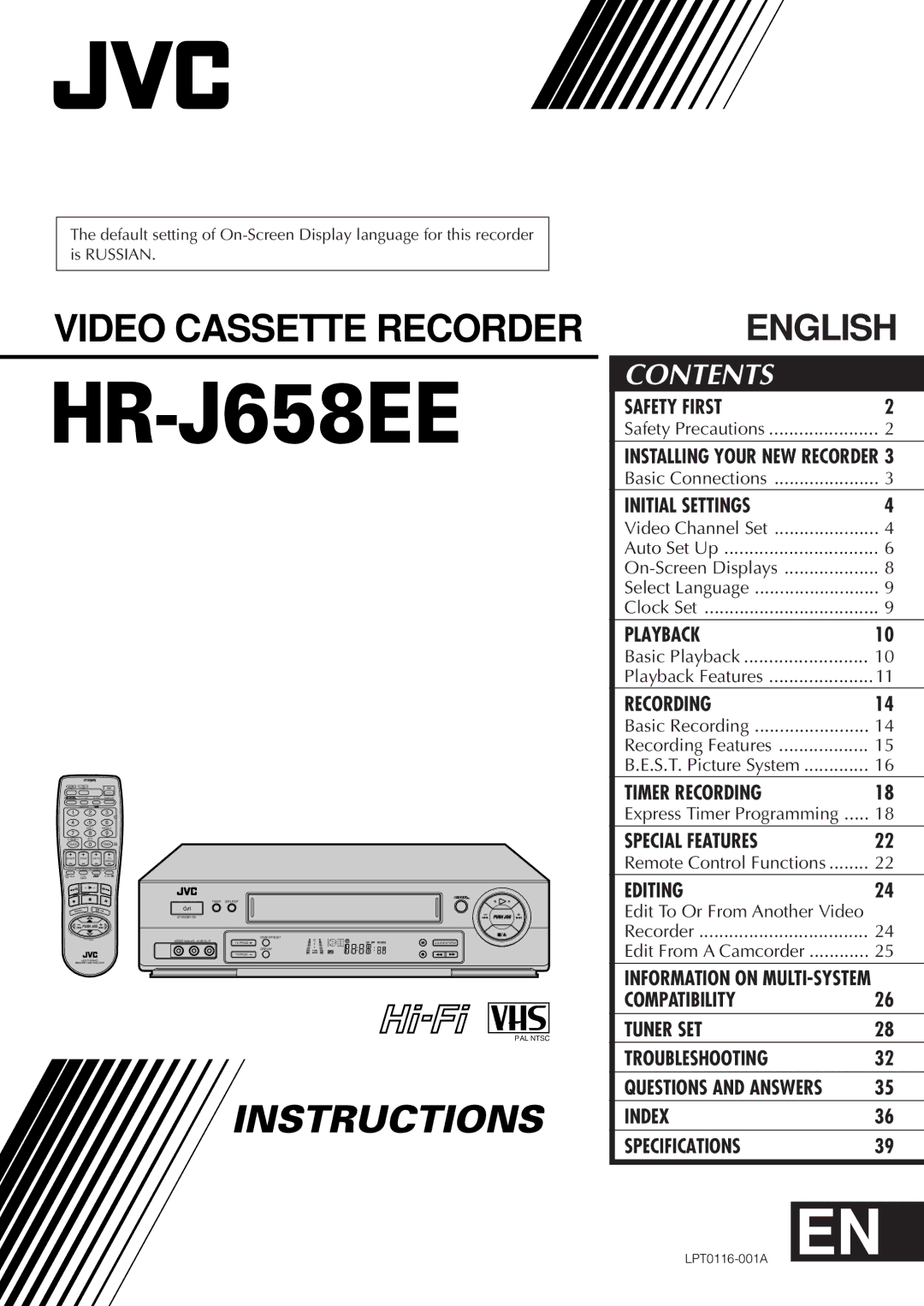 JVC HR-J658EE specifications 