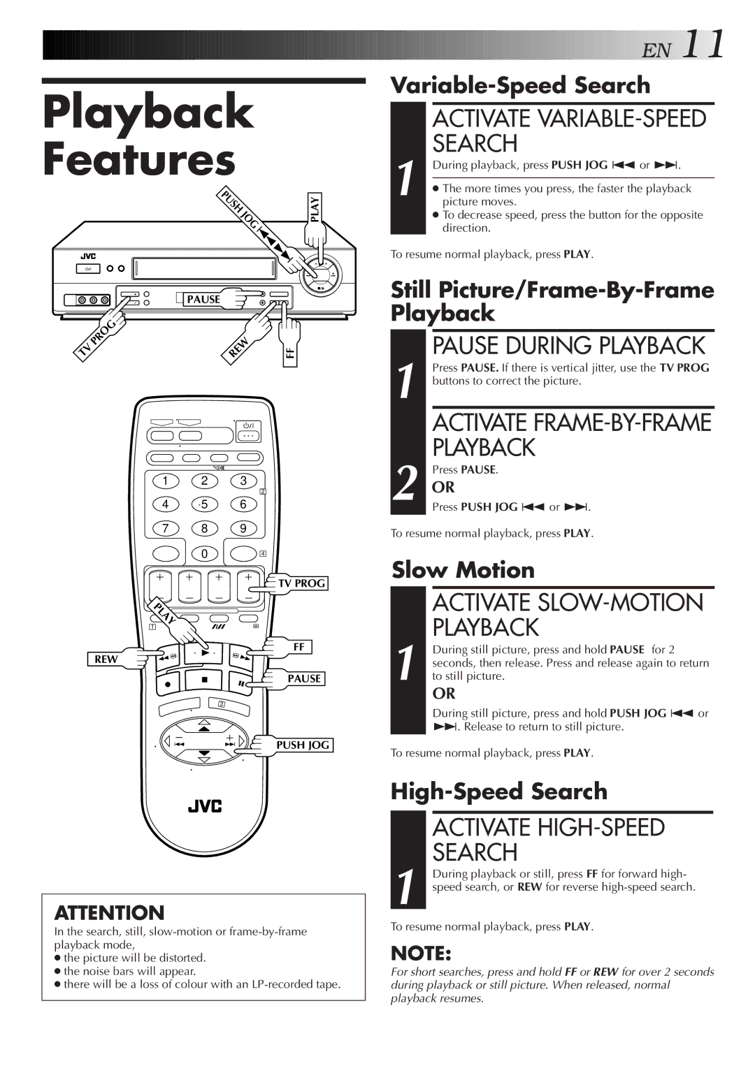 JVC HR-J658EE specifications Playback Features, Activate HIGH-SPEED Search 