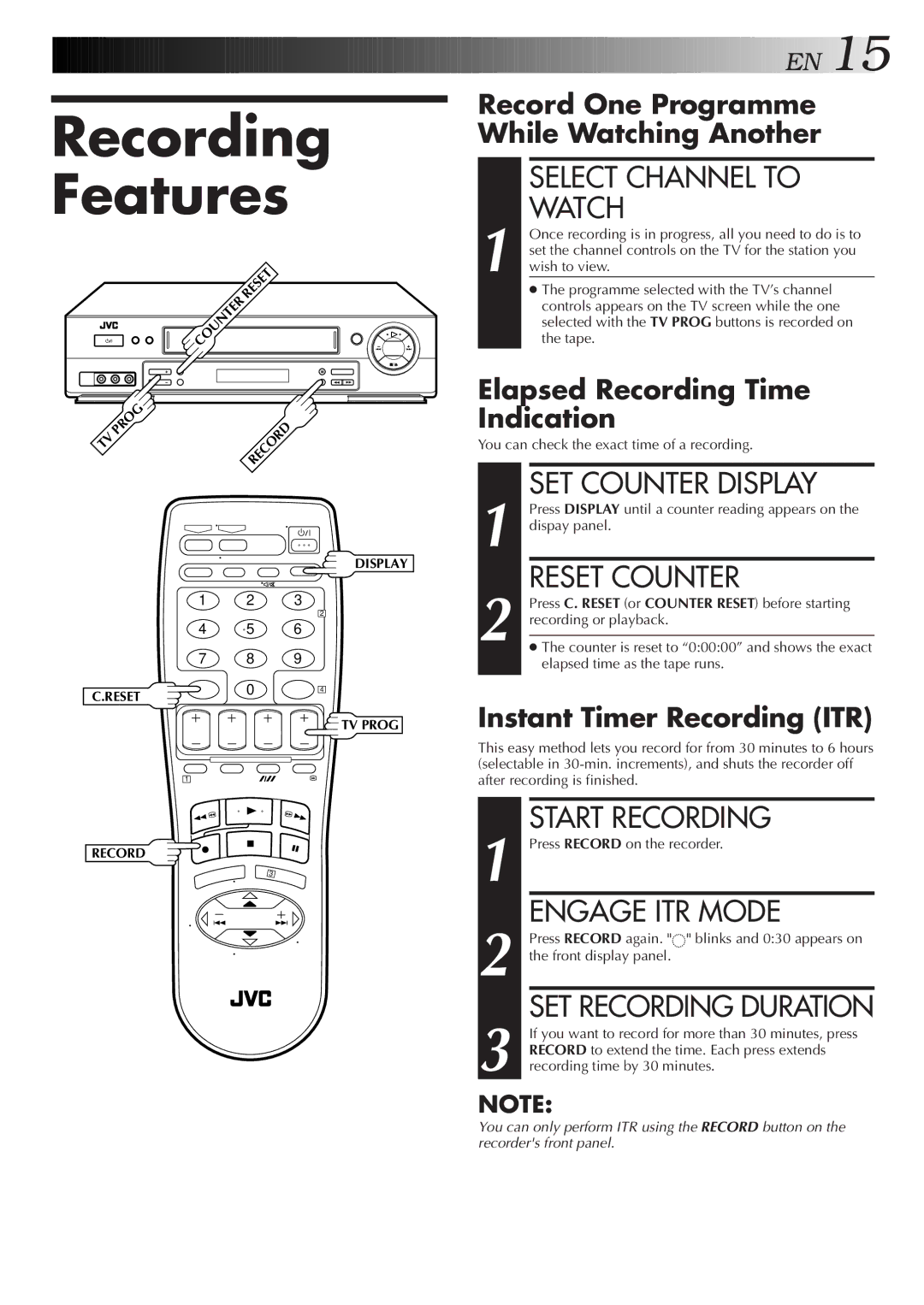 JVC HR-J658EE specifications Recording Features 