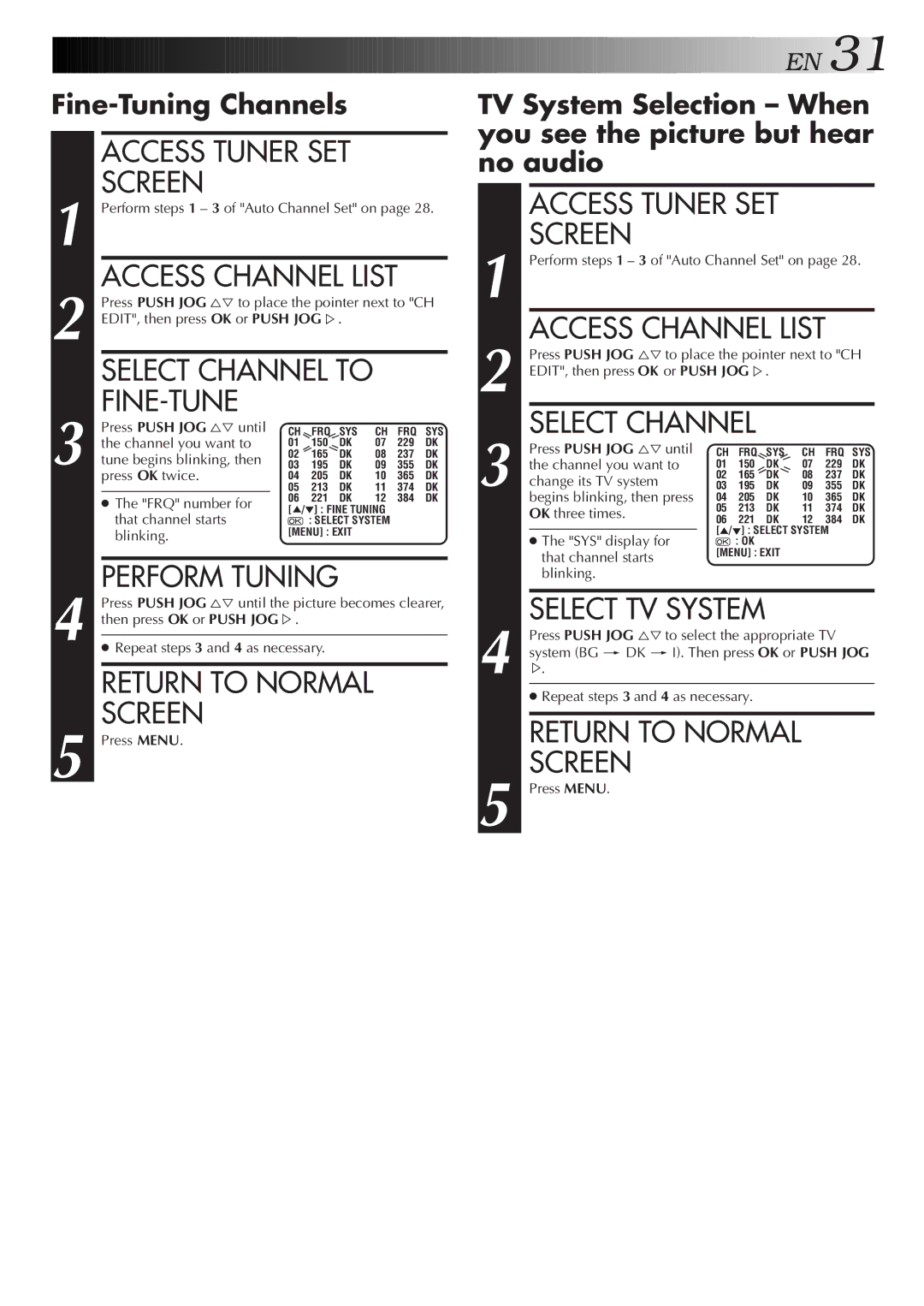 JVC HR-J658EE specifications Fine-Tune, Fine-Tuning Channels 