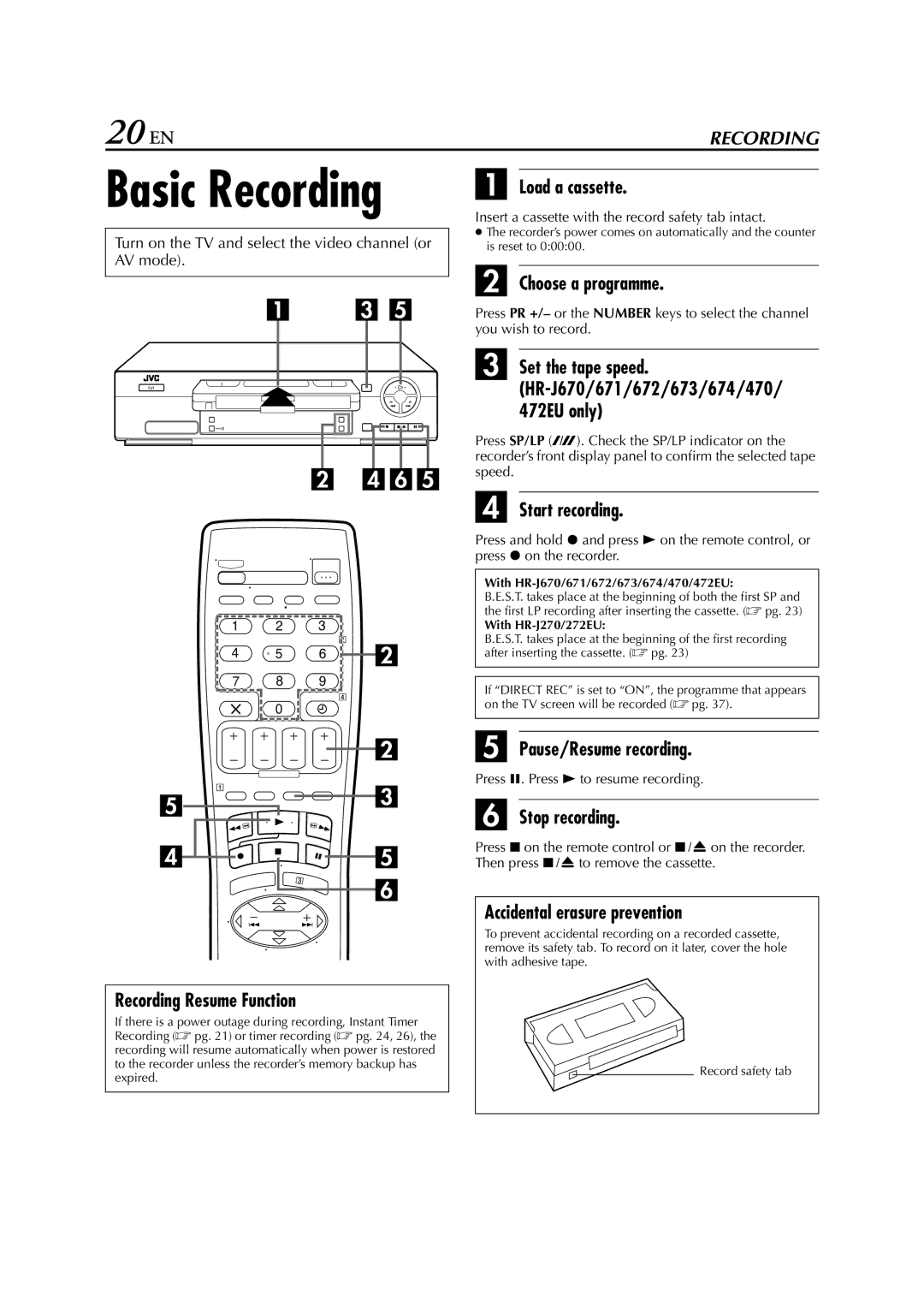 JVC HR-673, HR-J670, HR-671, HR-674, HR-272EU, HR-470, HR-672, HR-472EU instruction manual 20 EN 