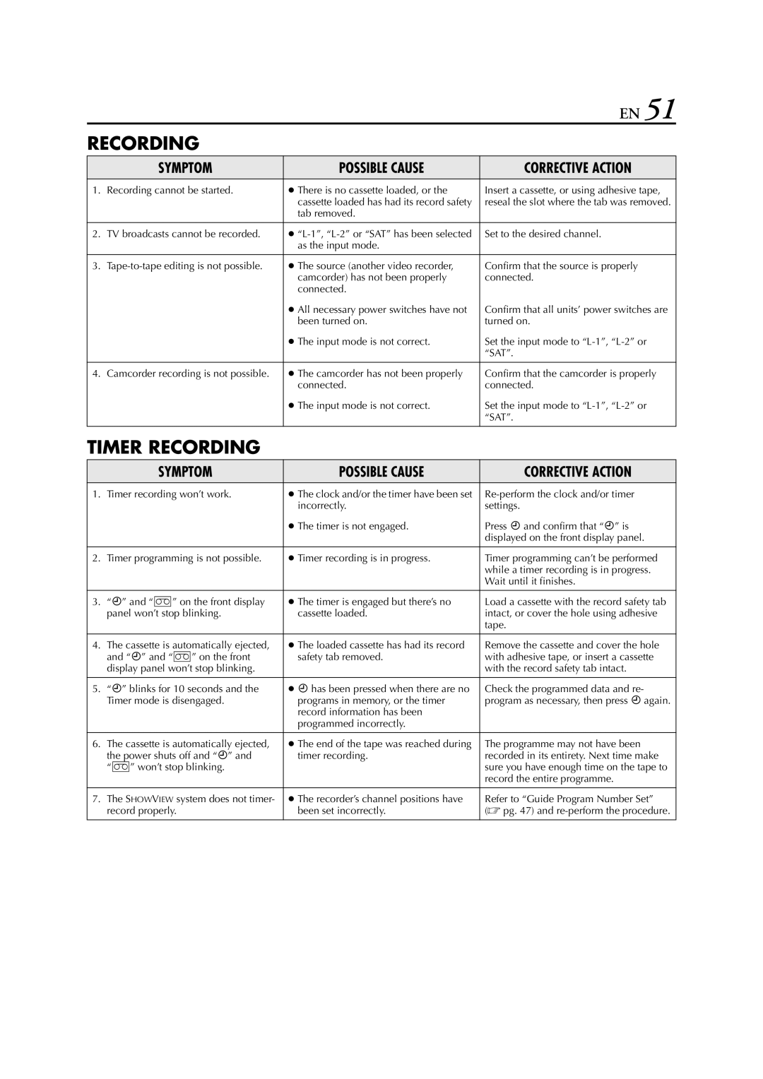 JVC HR-272EU, HR-J670, HR-671, HR-674, HR-673, HR-470, HR-672, HR-472EU instruction manual Recording 