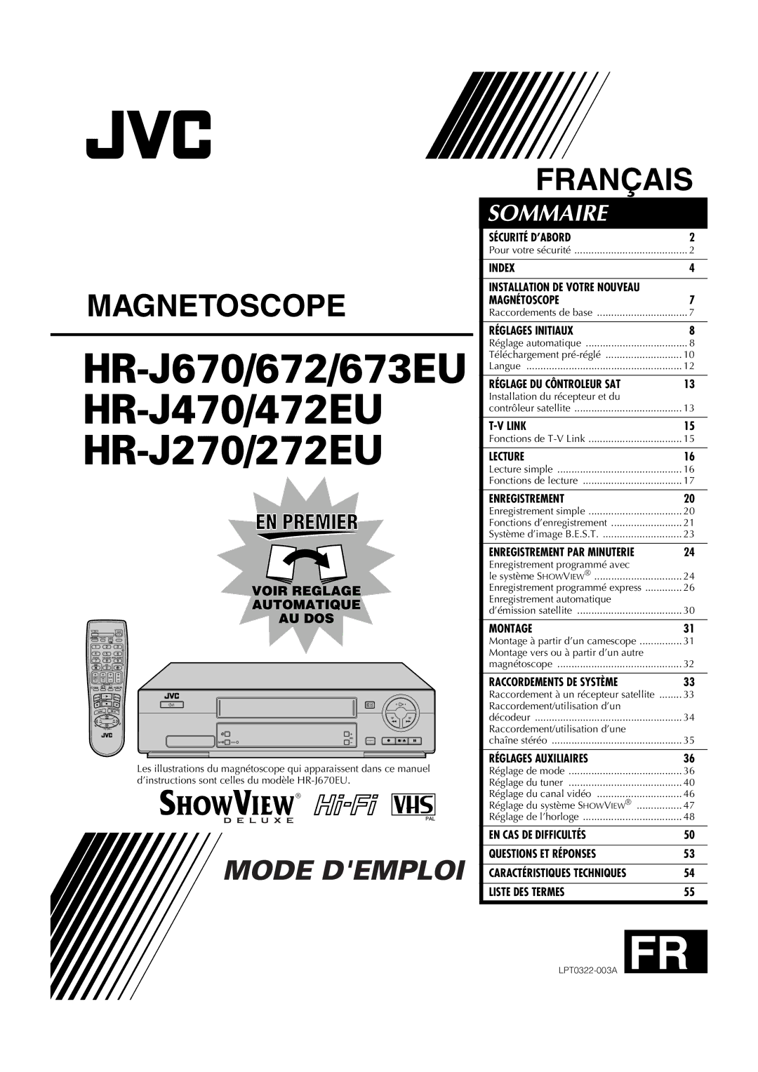 JVC HR-J470, HR-J670, HR-J472EU, HR-J672, HR-J673EU, HR-J272EU, HR-J270 manual Magnetoscope 