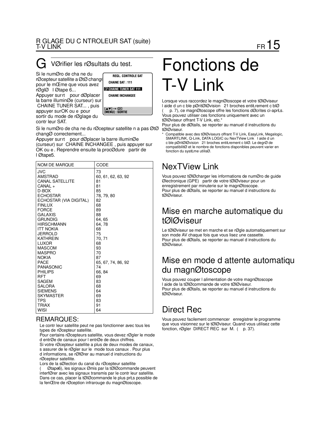 JVC HR-J470, HR-J670, HR-J472EU, HR-J672, HR-J673EU, HR-J272EU, HR-J270 manual Fonctions de, Link 