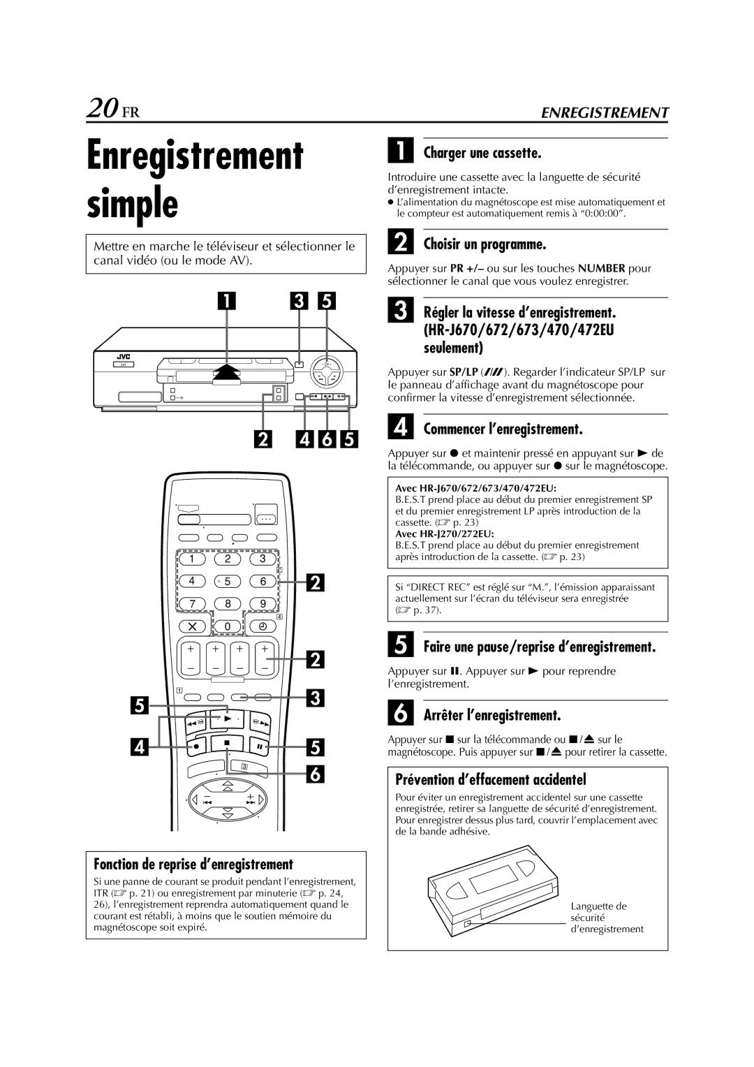 JVC HR-J270, HR-J670, HR-J470, HR-J472EU, HR-J672, HR-J673EU, HR-J272EU manual 20 FR 