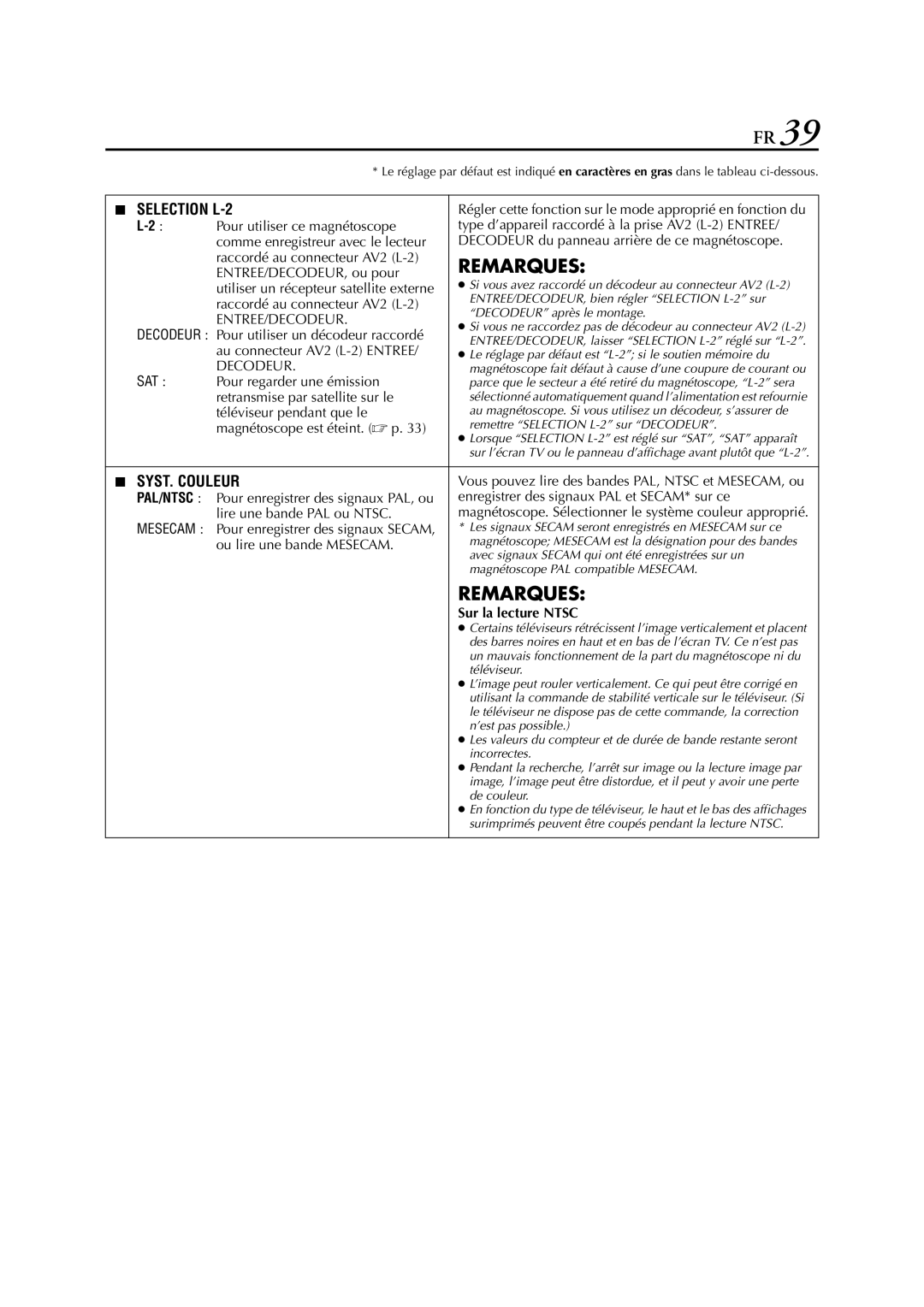 JVC HR-J673EU, HR-J670, HR-J470, HR-J472EU, HR-J672, HR-J272EU, HR-J270 manual Sur la lecture Ntsc 