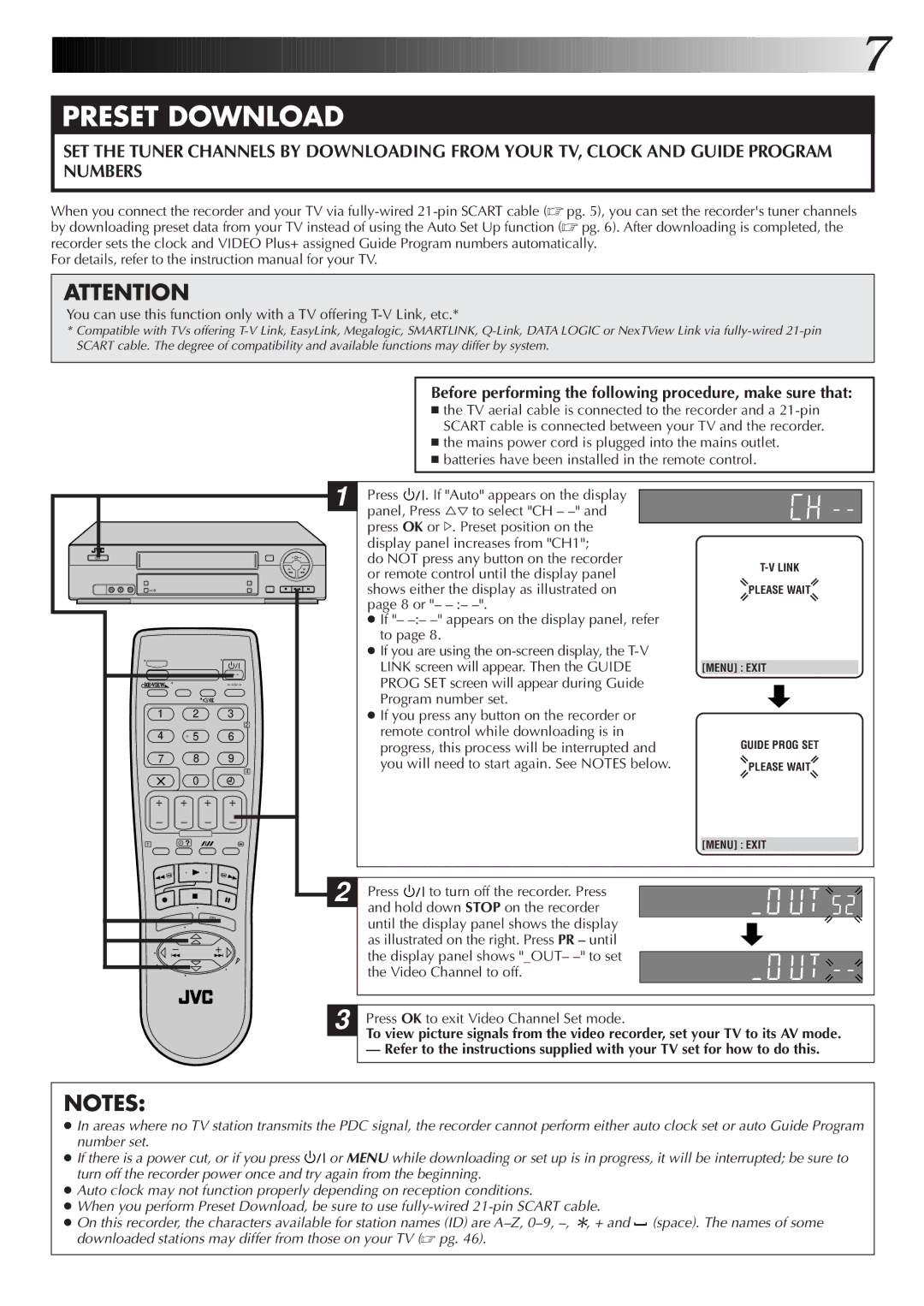 JVC HR-J270EK, HR-J670EK, HR-J672EK Or remote control until the display panel, Shows either the display as illustrated on 