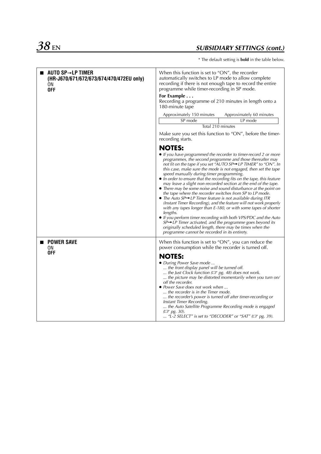 JVC HR-J270, HR-J673, HR-J470, HR-J472EU, HR-J672, HR-J671, HR-J272EU, HR-J674 instruction manual 38 EN, For Example 