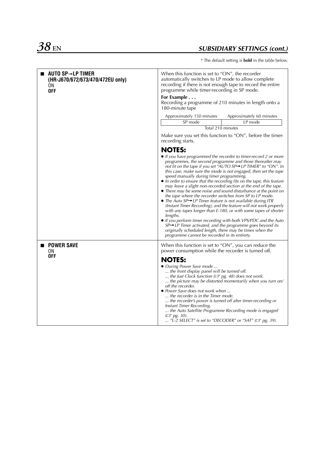 JVC HR-J673EU instruction manual 38 EN, For Example 