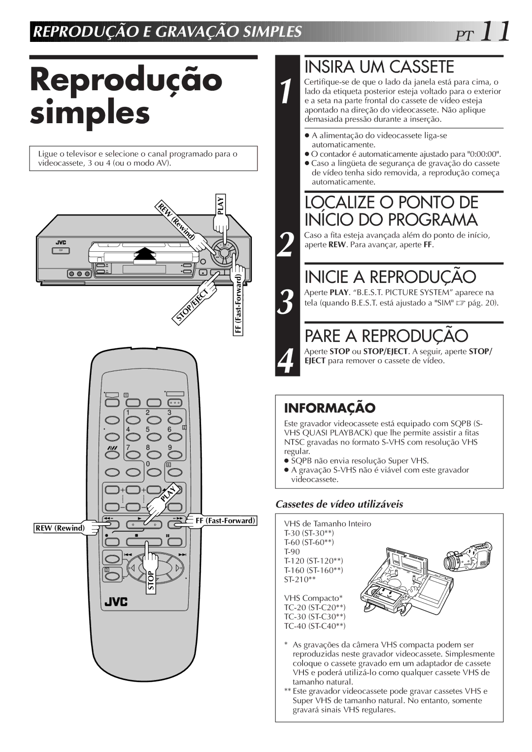 JVC HR-J673M manual Reprodução simples 