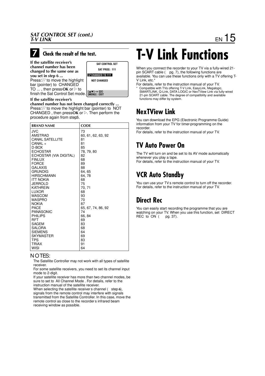 JVC HR-J674EU instruction manual NexTView Link, TV Auto Power On, VCR Auto Standby Direct Rec 