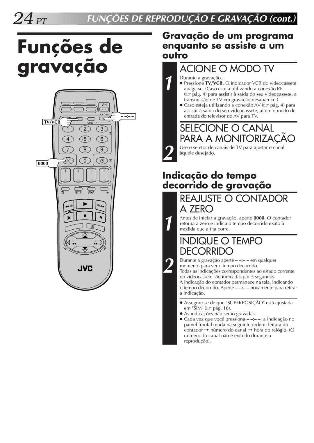 JVC HR-J676M manual Funções de gravação 