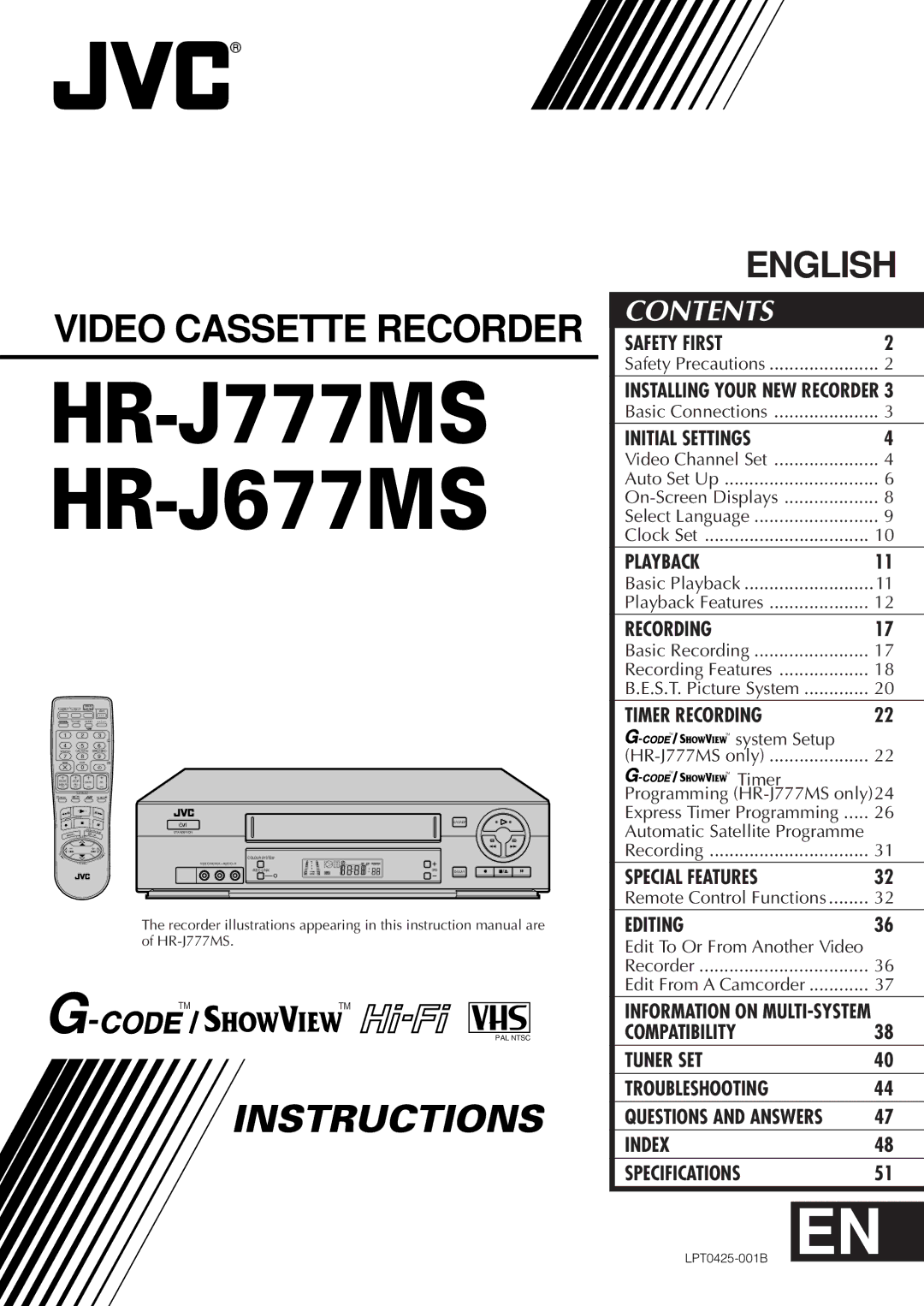 JVC specifications HR-J777MS HR-J677MS 