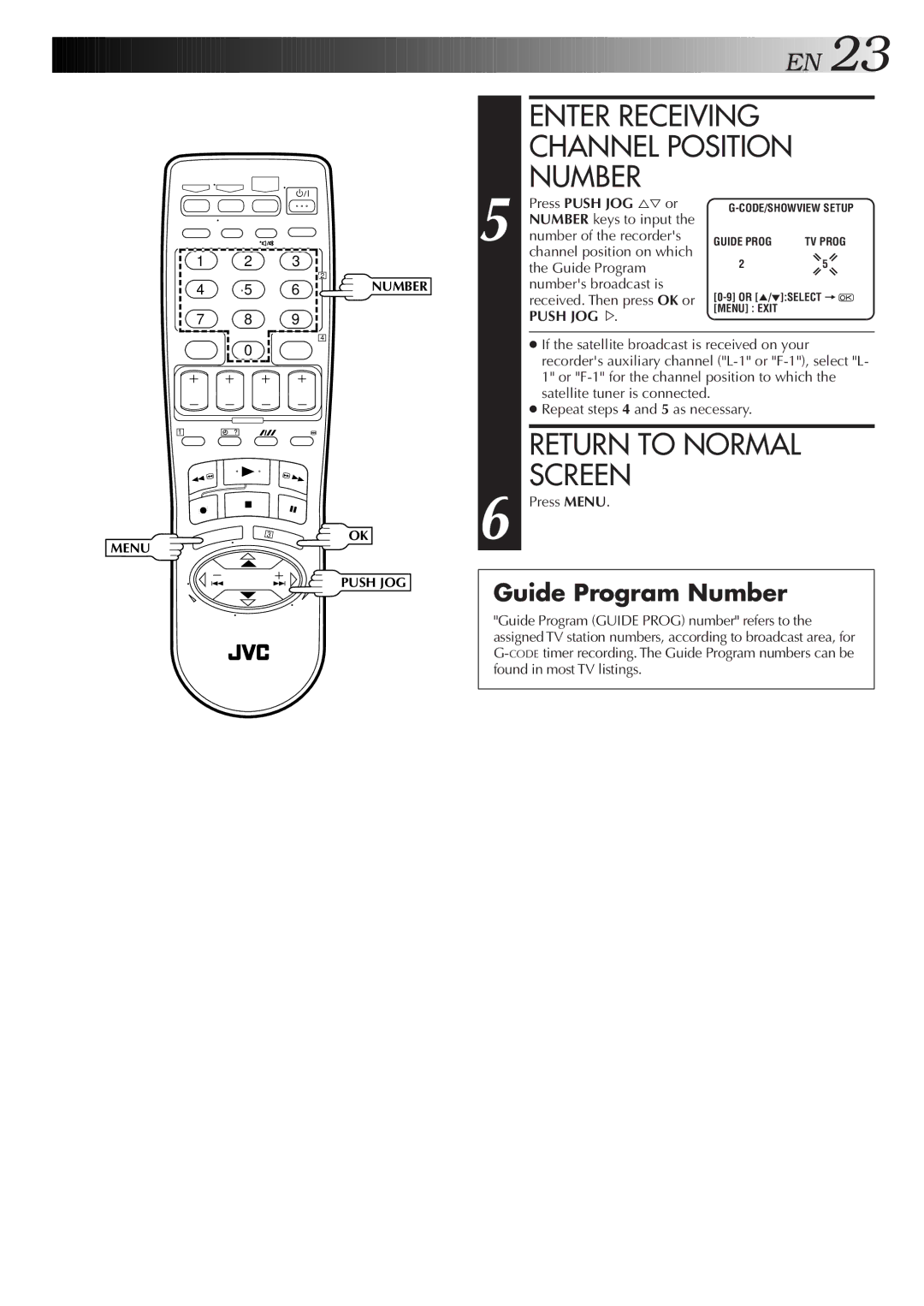 JVC HR-J777MS, HR-J677MS Enter Receiving Channel Position Number, Number keys to input Number of the recorders 