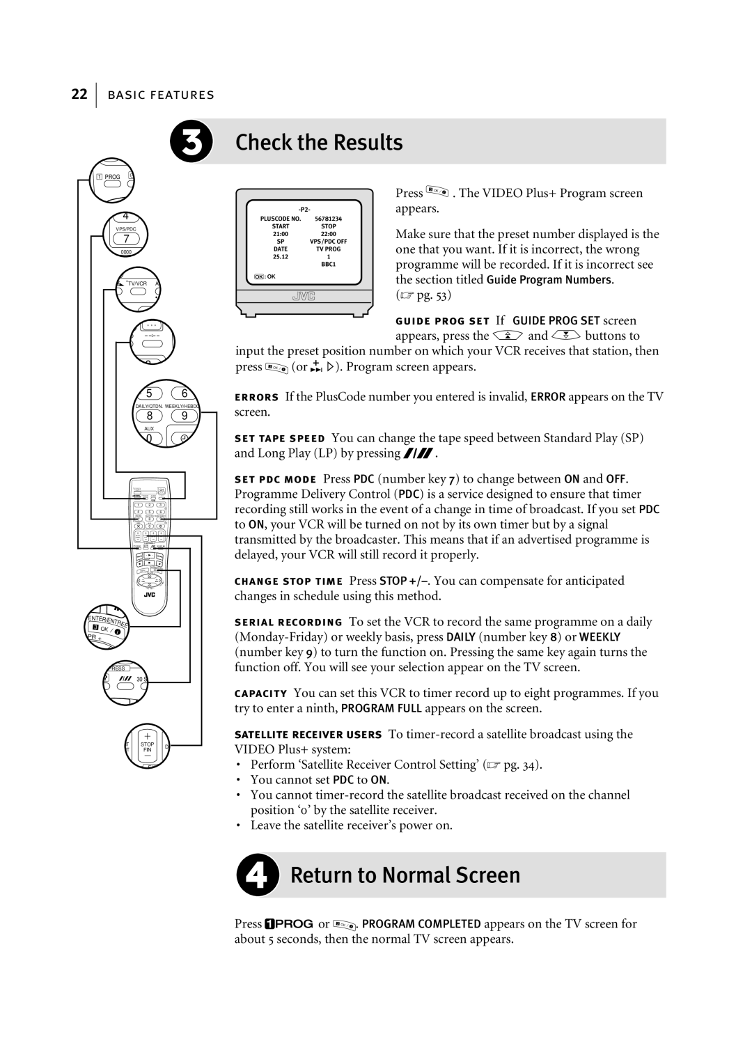 JVC HR-J695EK, HR-J696EK manual Return to Normal Screen 