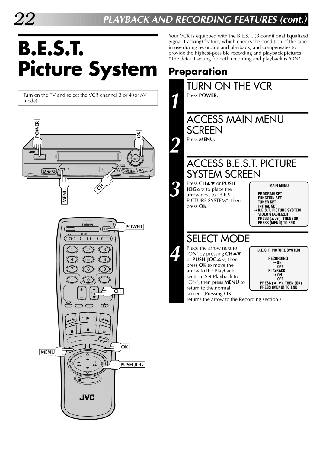 JVC HR-J7004UM manual S.T. Picture System, System Screen 