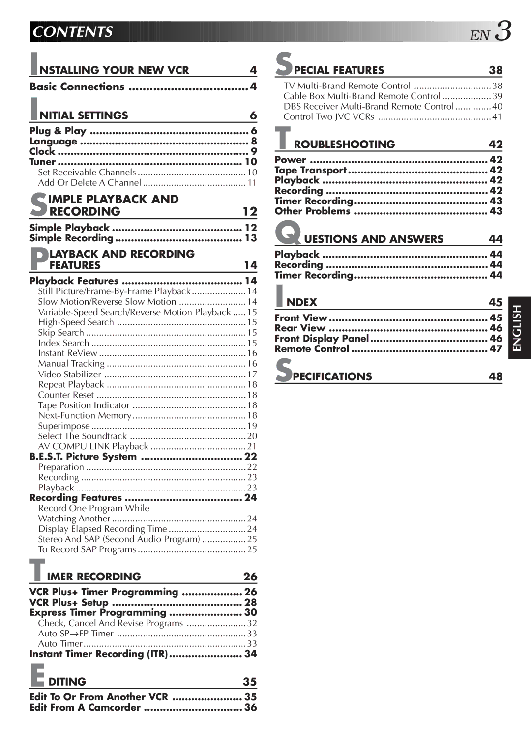 JVC HR-J7005UM manual Contents 