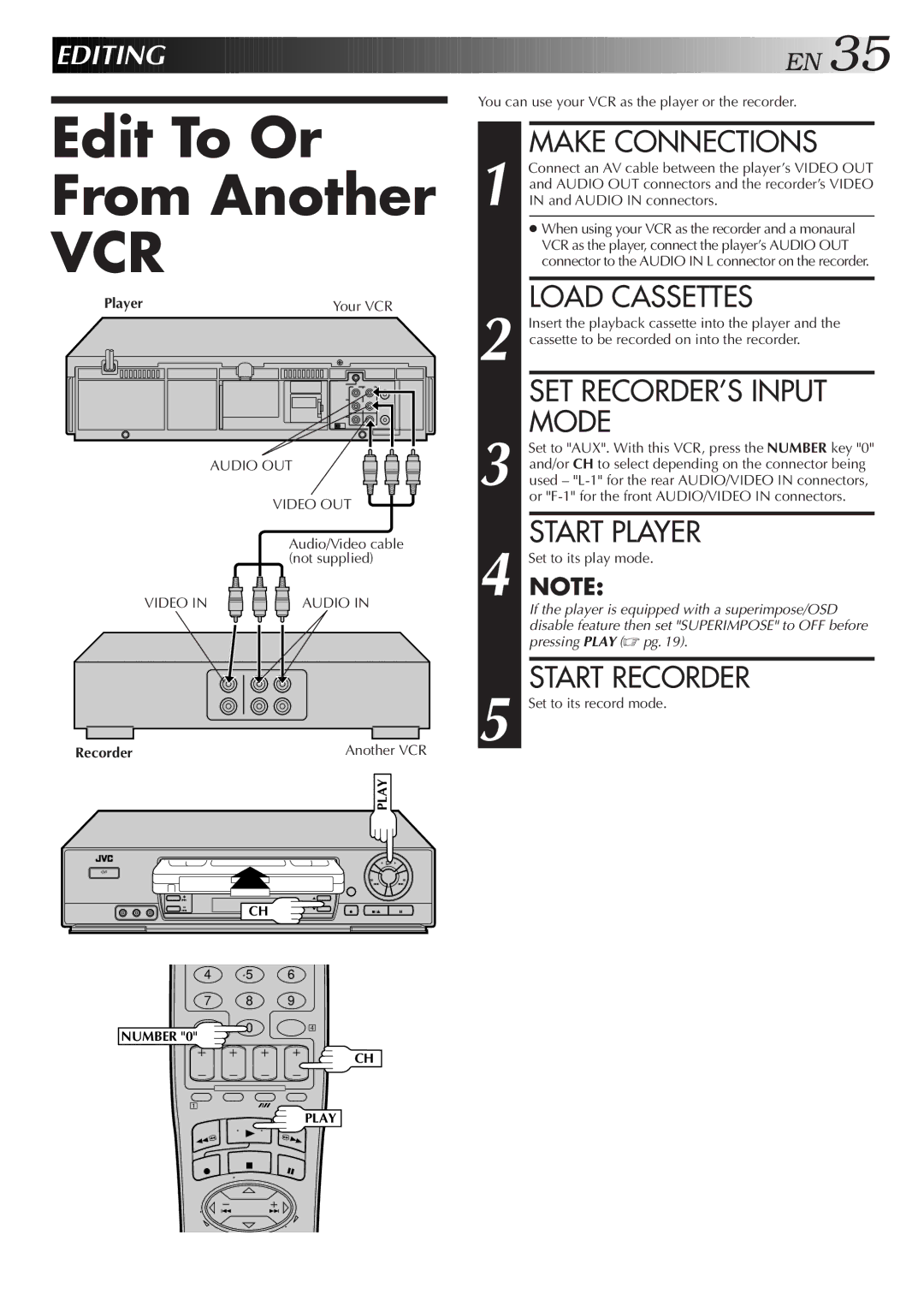 JVC HR-J7005UM manual Edit To Or From Another 