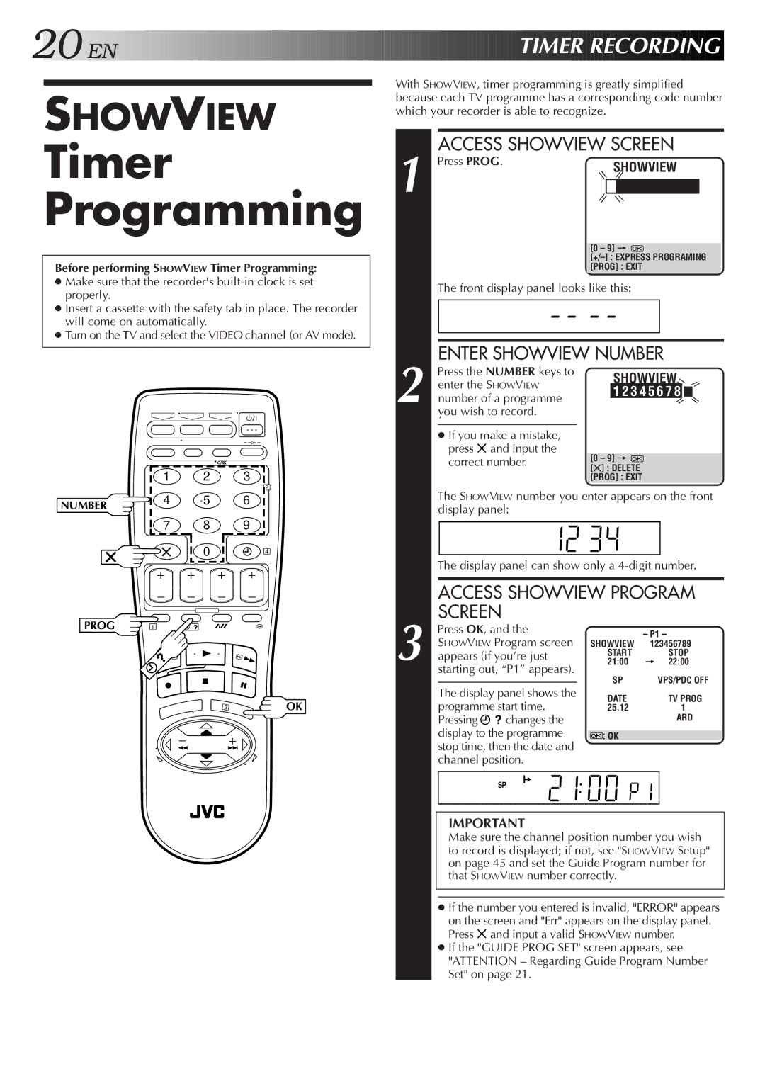 JVC HR-J658EH, HR-J700E specifications Timer Programming 