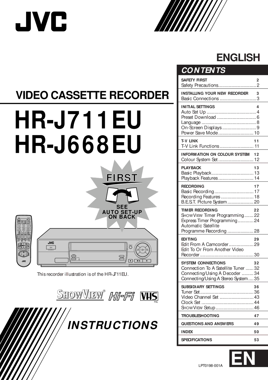 JVC specifications HR-J711EU HR-J668EU 