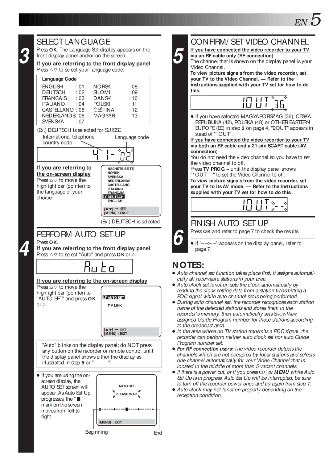 JVC HR-J668EU Language Code, Via an RF cable only RF connection, Your TV to the Video Channel. Refer to, This, Connection 