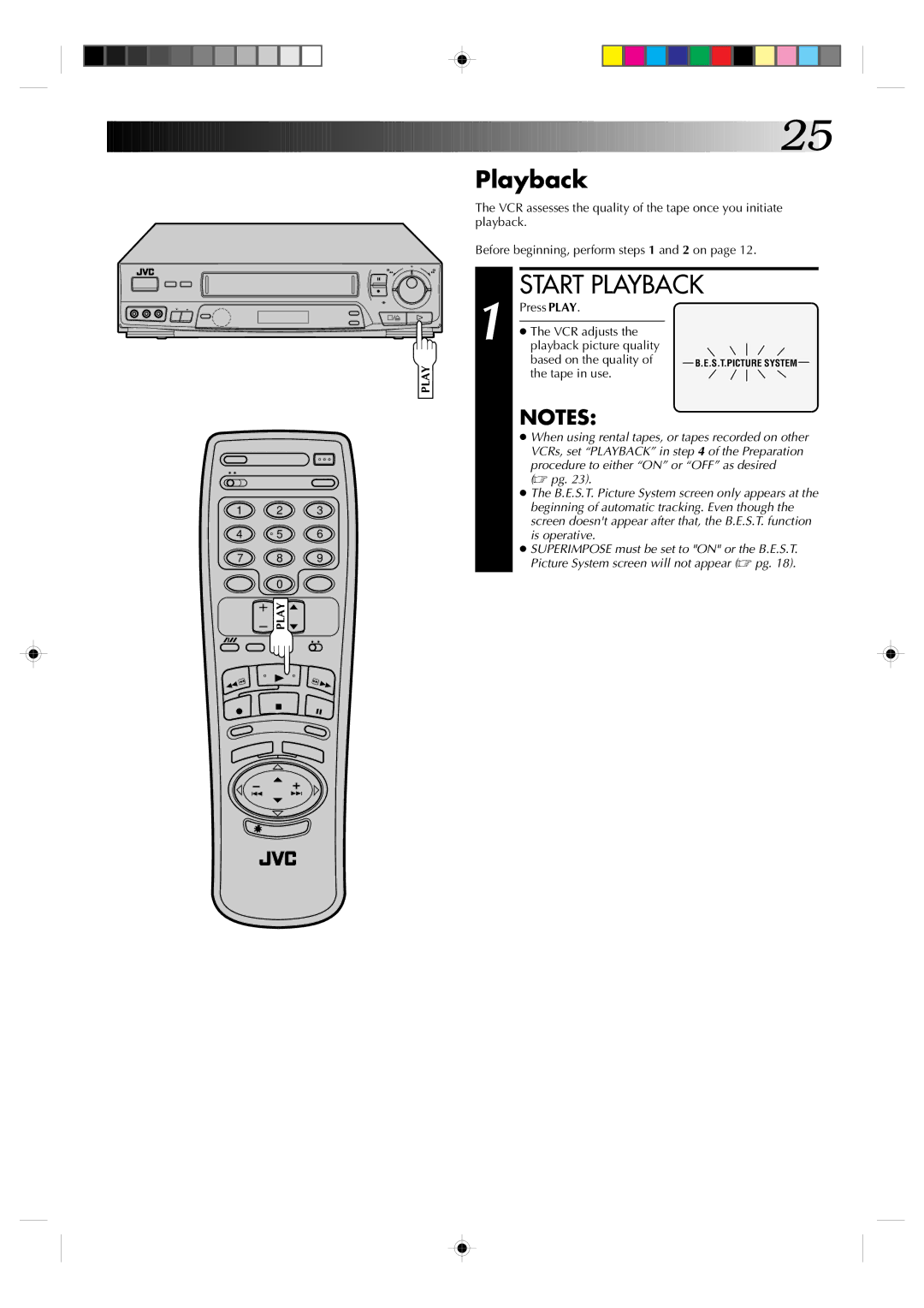 JVC HR-J730KR manual Playback, Tape in use 