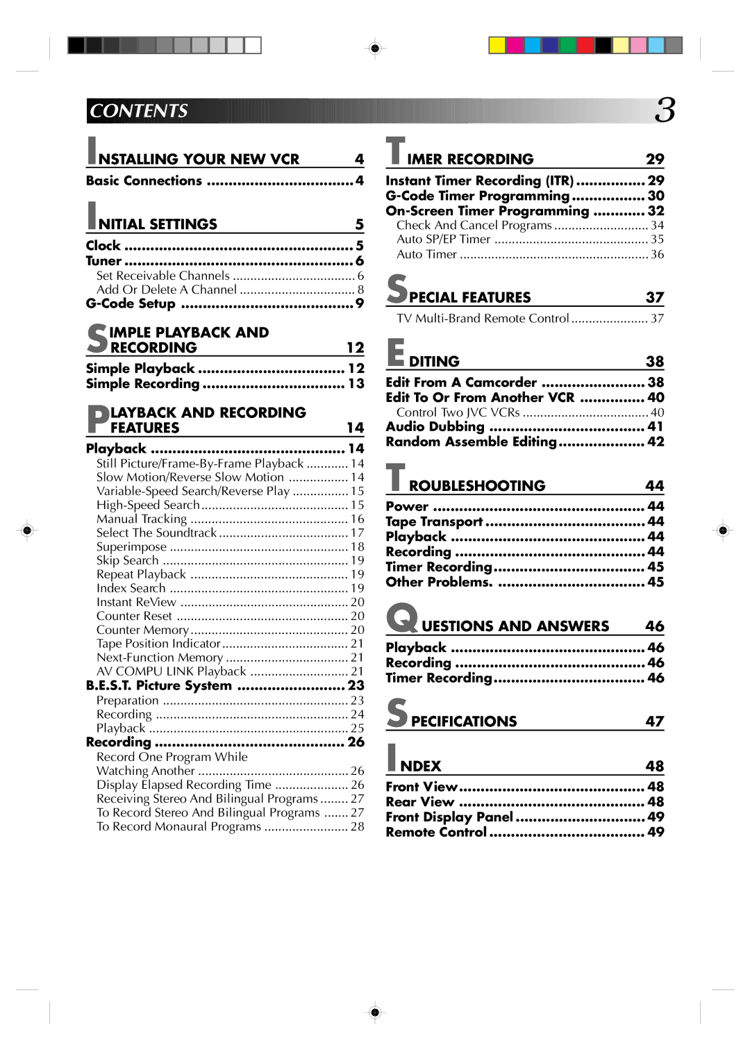 JVC HR-J730KR manual Contents 