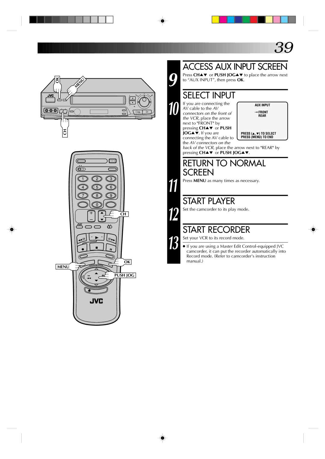 JVC HR-J730KR manual Start Recorder 