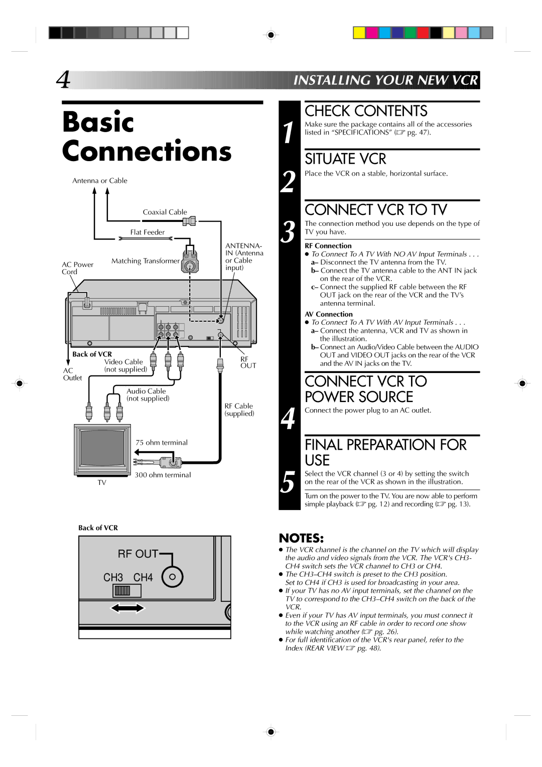 JVC HR-J730KR manual Basic Connections 